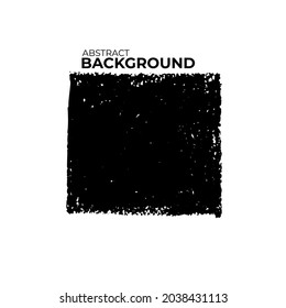 Black rough edge vector square box with text. Hand drawn black painted rectangular shape. Grunge brush stroke isolated on white background. Dry brush frame, border design, template or background.