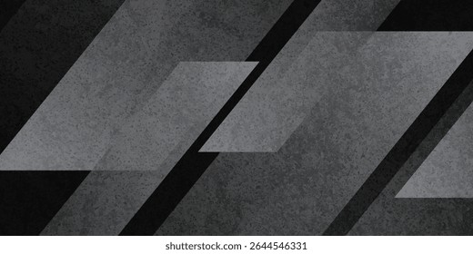 Black rough grunge abstract background overlap layer on dark space with diagonal lines decoration. Modern graphic design element vintage style concept. modern