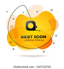 Black Roulette construction icon isolated on white background. Tape measure symbol. Fluid color banner. Vector Illustration