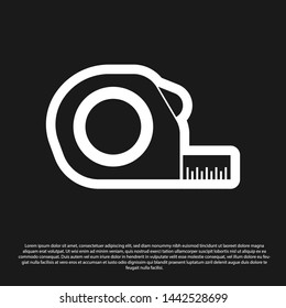 Black Roulette construction icon isolated on black background. Tape measure symbol.  Vector Illustration
