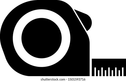 Black Roulette construction icon isolated on white background. Tape measure symbol.  Vector Illustration