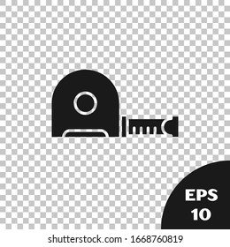 Black Roulette construction icon isolated on transparent background. Tape measure symbol.  Vector Illustration