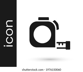 Black Roulette construction icon isolated on white background. Tape measure symbol.  Vector