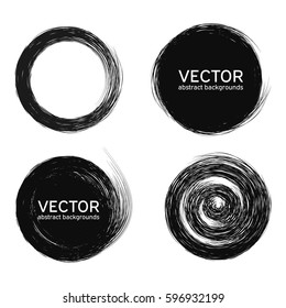 Black round abstract backgrounds smears vector objects isolated on a white background