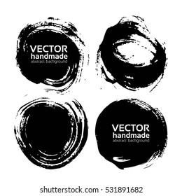 Black round abstract smears isolated on a white background