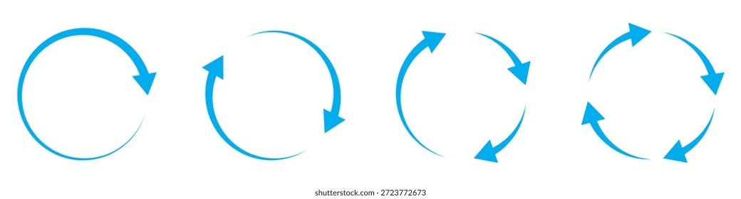 Black round arrows set, circle shapes. Vector illustration