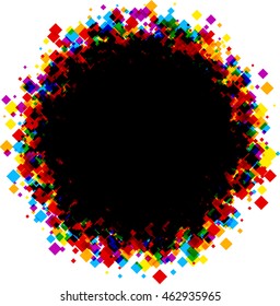 Fondo redondeado negro con hombros de color. Ilustración de papel vector.
