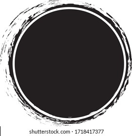 black round banner - brush painted circle banner on white background