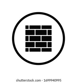 Black round border brick wall icon, simple structure pattern flat design infographic pictogram vector, app logo web button ui ux interface elements isolated on white background