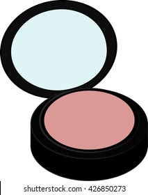 black round  box of face powder or blush isolated on white