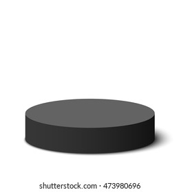 Black round box. Package. Vector illustration.