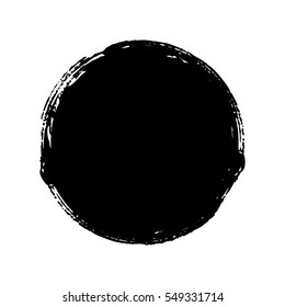 Black round button. Hand painted ink blob. Hand drawn grunge circle. Graphic design element for web, corporate identity, cards, prints etc. Vector illustration