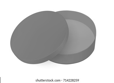 Black round cardboard box with lid.