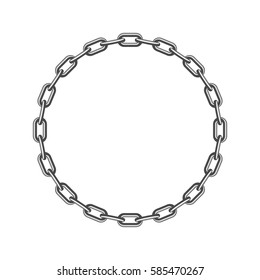 Black round chain isolated on white background. Circle frame concept. Vector illustration in flat style. EPS 10.