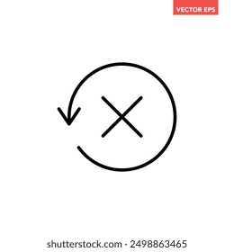 Icono de línea no aprobado de sincronización de cheque redondo negro, Vector de pictograma de diseño plano de sincronización de flechas giratorias de ciclo simple para anuncios de logotipos de App Botón de página web de Web ui ux Elementos de interfaz aislados sobre fondo blanco