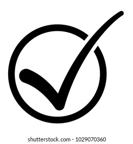 Black round checkbox tick symbol flat vector