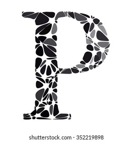 Black Round Circle Alphabet Vector