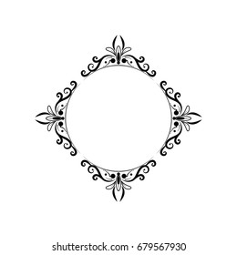 Black round classic vintage frame. Vector element