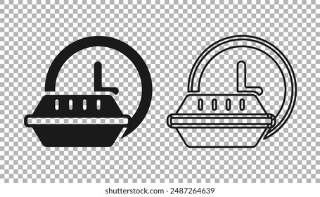 Black Round the clock delivery icon isolated on transparent background.  Vector