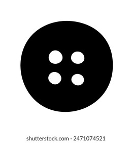 Black Round Clothing Button. Black and white Icon. Hand drawn vector illustration