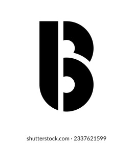 Black Round Disk Shaped Letter B Icon on a White Background