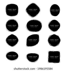 Doodles redondos negros para mensajes. Elemento de diseño de círculo negro.