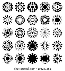 Black round east ornament set. Vector spirographs