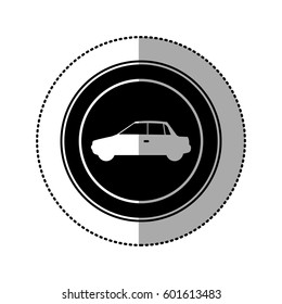 black round emblem side, car icon, vector illustration design