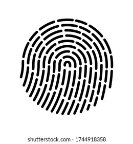 Black Round Fingerprint Identification Symbol. Vector