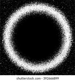 Black round frame in grunge style. Grunge background
