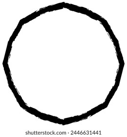 Black round frame isolated on white. Vector frame for photo. Frame for text, certificate, pictures, diploma. Worn, old frame