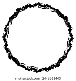 Black round frame isolated on white. Vector frame for photo. Frame for text, certificate, pictures, diploma. Worn, old frame