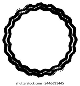 Black round frame isolated on white. Vector frame for photo. Frame for text, certificate, pictures, diploma. Worn, old frame