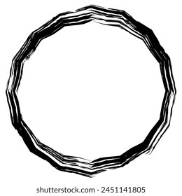 Black round frame isolated on white. Vector frame for photo. Frame for text, certificate, pictures, diploma. Worn, old frame	