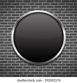 Black round frame on brick wall, vector eps10 illustration