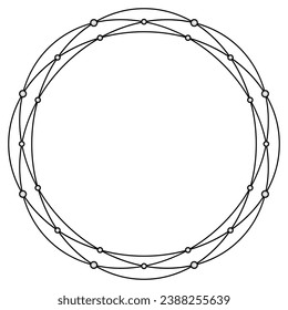 Black round frame with pearls. Vector illustration for design. Jewelry, luxury, jewels, diamonds	