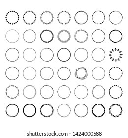 Black round frames on a white background. Set of frames for design.