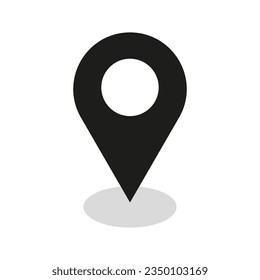 Pin de posición de la dirección del mapa geo redondo negro. Ilustración vectorial. EPS 10.