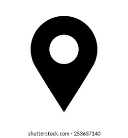 Black Round Geo Map Direction Location Pin vector icon - Shutterstock ID 253637140