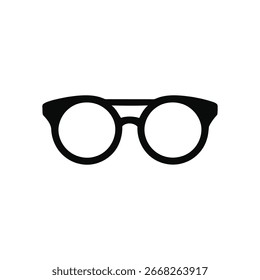 Eine schwarze, runde Brille, Symbolvektor mit weißem Hintergrund
