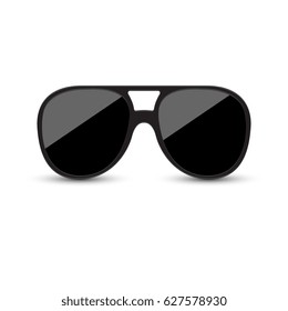 Black round glasses on a white background. Vector illustration.