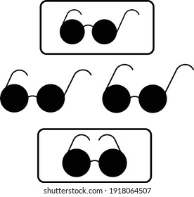 Black round glasses silhouette. Blind pedestrian sign. Vector illustration.