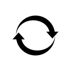 Black round go back return arrow icon, simple vector two u turn shape pointer flat design pictogram concept vector for app ads web banner button ui ux interface elements isolated on white background