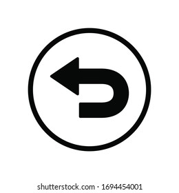 Icono de flecha de retorno redondo negro, simple vector u girar forma puntero diseño plano infográfico pictograma vector, botón web del logotipo de la aplicación ui ux elementos de interfaz aislados en fondo blanco