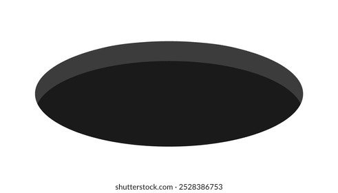 Black round hole. Golf hole symbol. Isometric style. Vector isolated on white