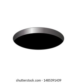 black round hole on a white isolated background