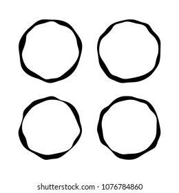 Black round icon set, asian logo templates, brush stroke circle