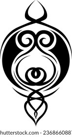 Black round lines tattoo, tattoo illustration, vector on a white background.