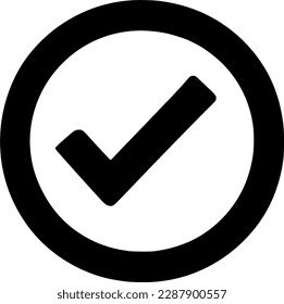 black round make check sync icon, simple revolve checkmark flat design pictogram vector for app logo ad web webpage banner button ui ux interface elements isolate on white background