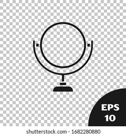 Black Round makeup mirror icon isolated on transparent background. 8 March. International Happy Women Day.  Vector Illustration